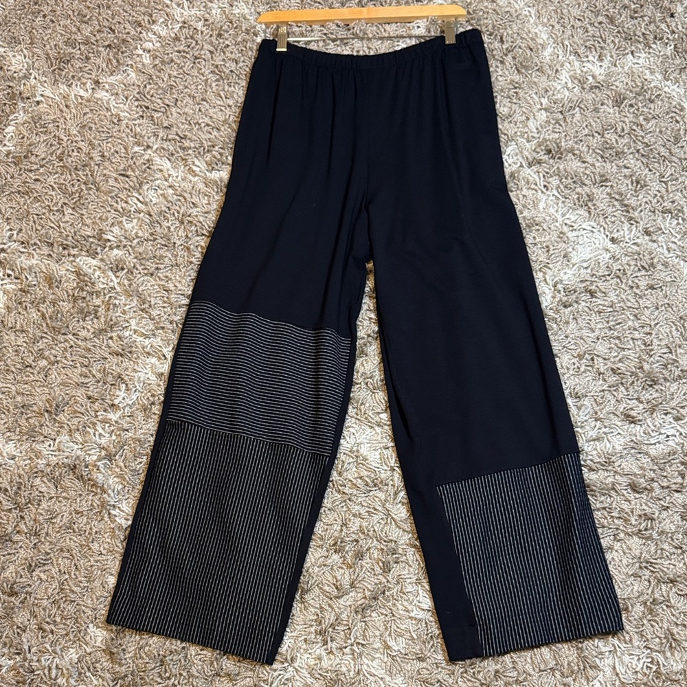 NWT Avivit-Yizhar Relaxed Straight Leg Pants with Striped Accents One Size